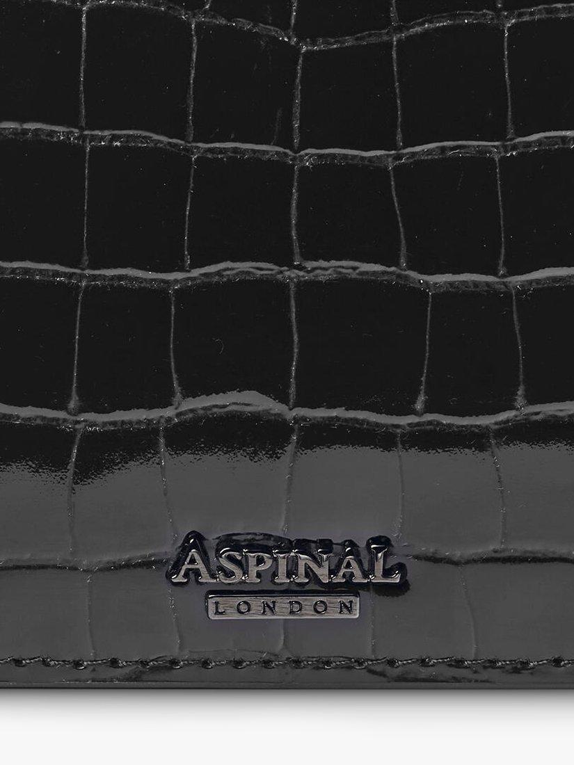 Product image 8 of 8, which shows Aspinal of London Mayfair Croc Effect Leather Clutch Bag, Black