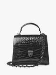 Aspinal of London Midi Mayfair 2 Croc Leather Crossbody Bag, Black