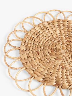 John Lewis Decorative Flower Water Hyacinth Woven Placemats, Set of 2 - view 2, Natural