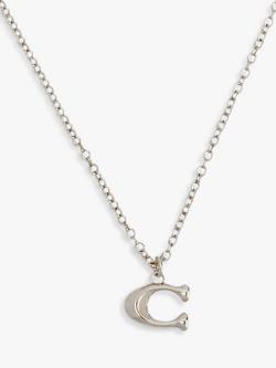 Coach Signature C Pendant Necklace, Silver, Silver