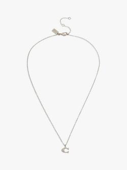 Coach Signature C Pendant Necklace, Silver - view 2, Silver