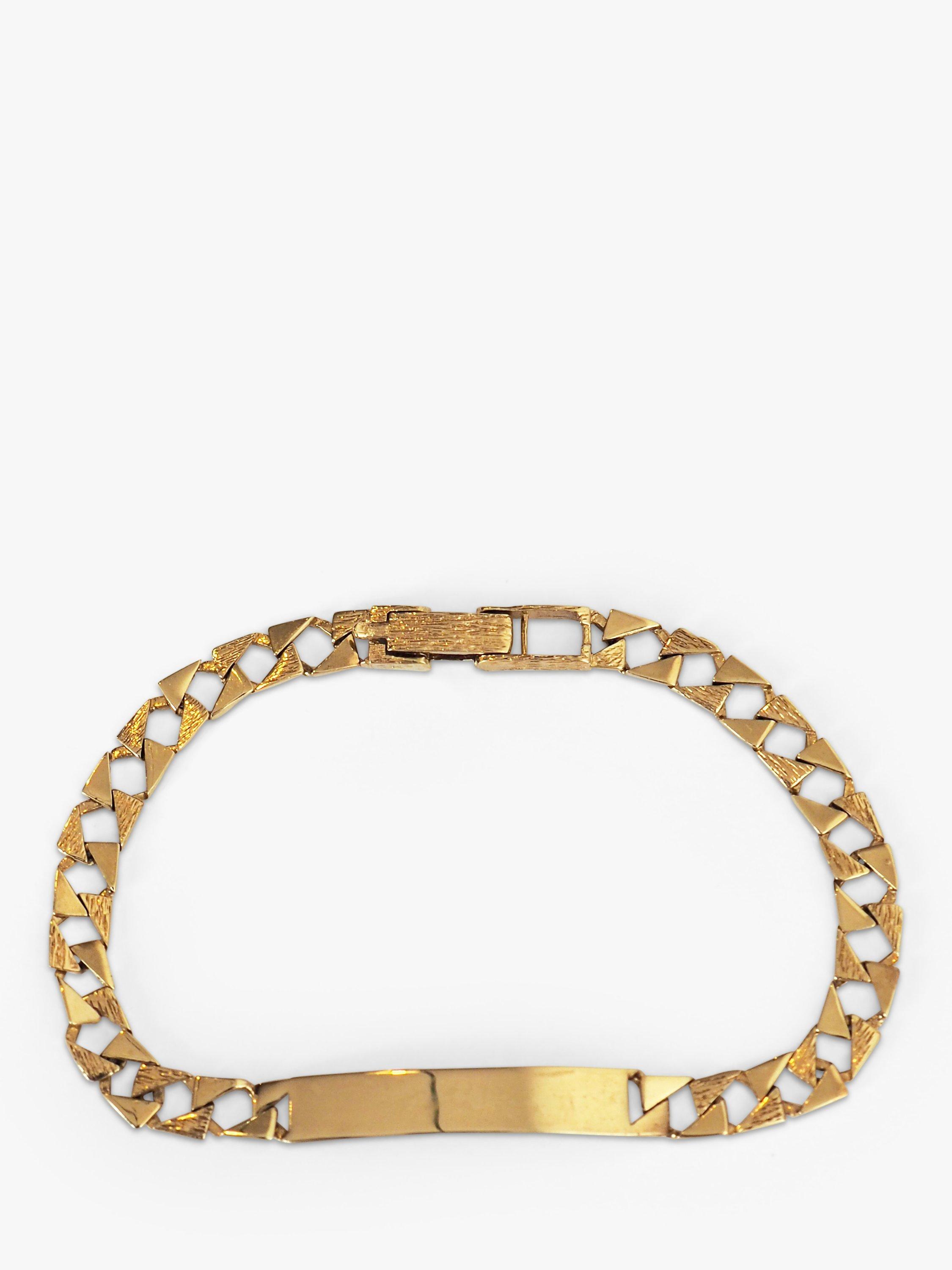 L & T Heirlooms Pre-Loved Personalised 9ct Yellow Gold Love Engraved Identity Bar Chain Bracelet