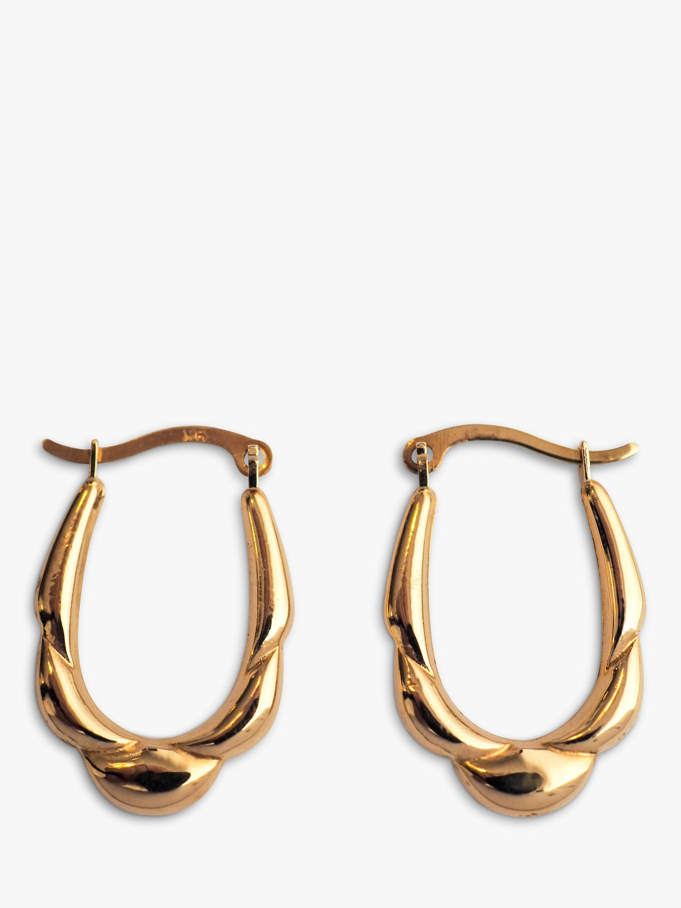 L & T Heirlooms Pre-Loved 9ct Yellow Gold Oval Creole Hoop Earrings
