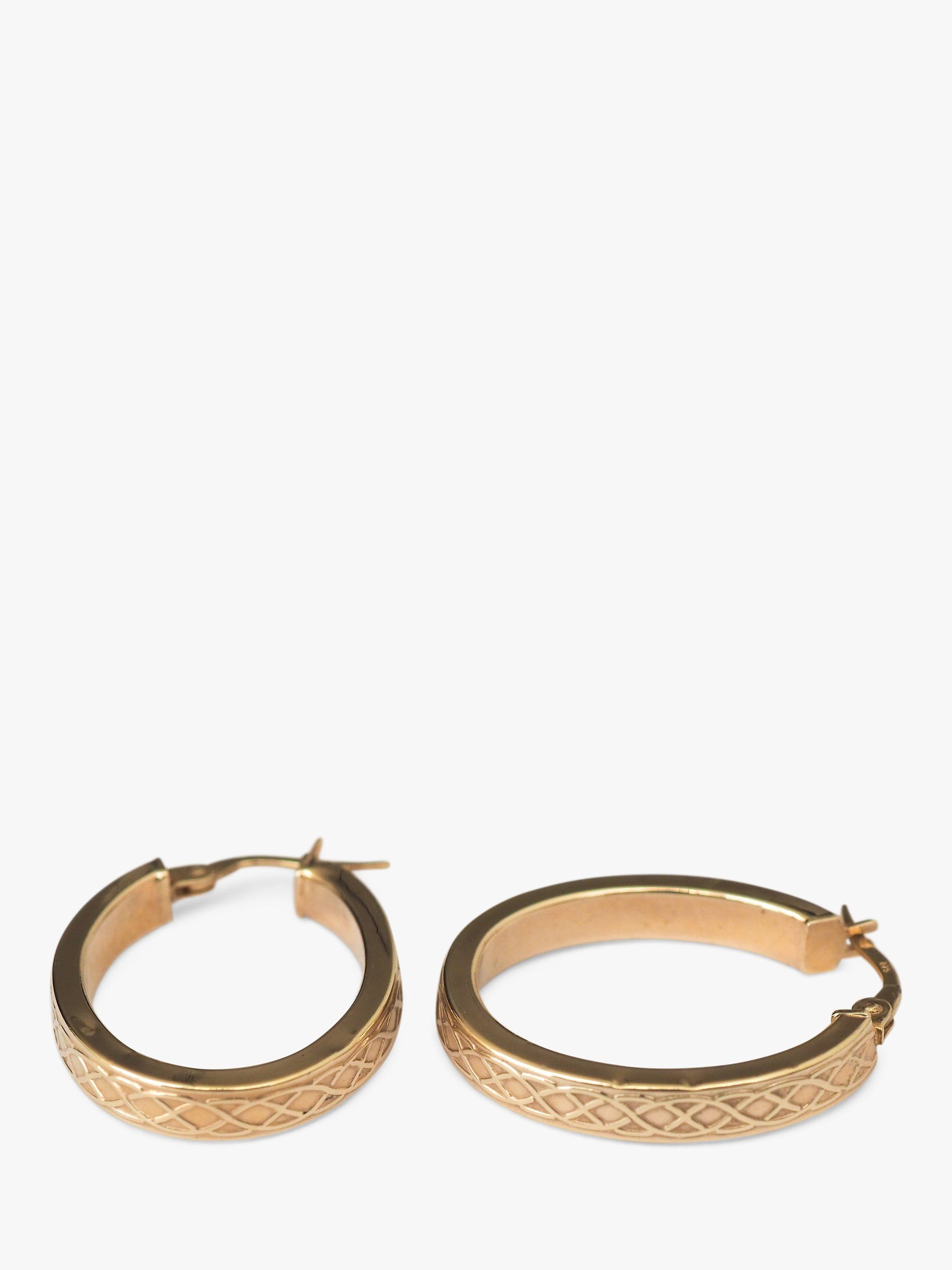 L & T Heirlooms Pre-Loved 9ct Yellow Gold Celtic Hoop Earrings