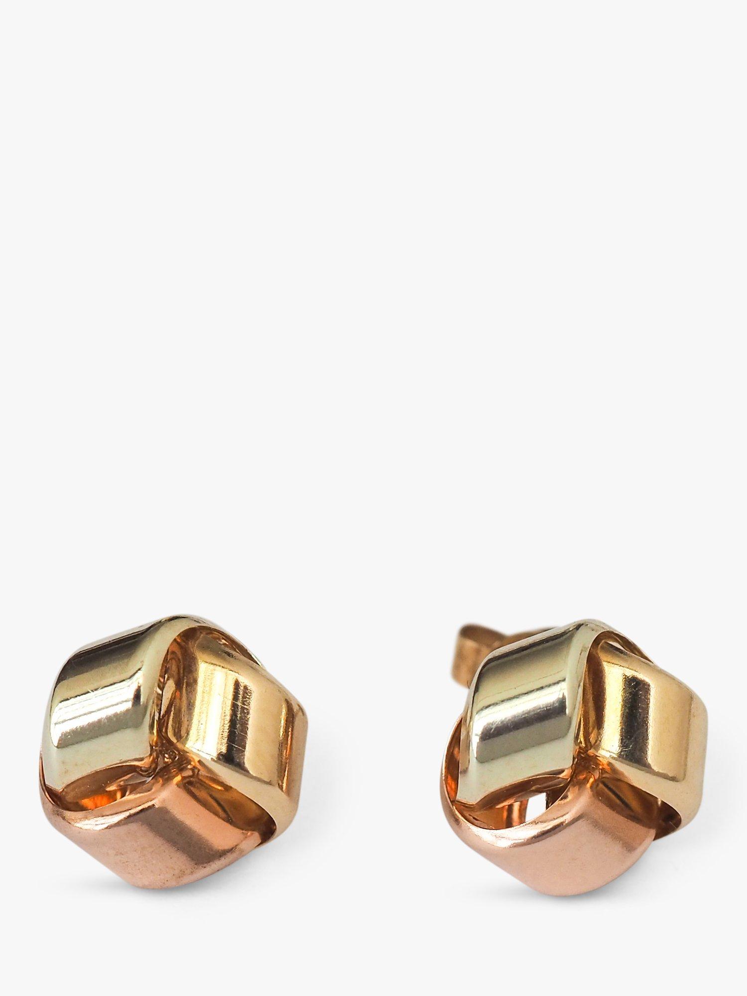 L & T Heirlooms Pre-Loved 9ct Tri-Colour Gold Knot Stud Earrings