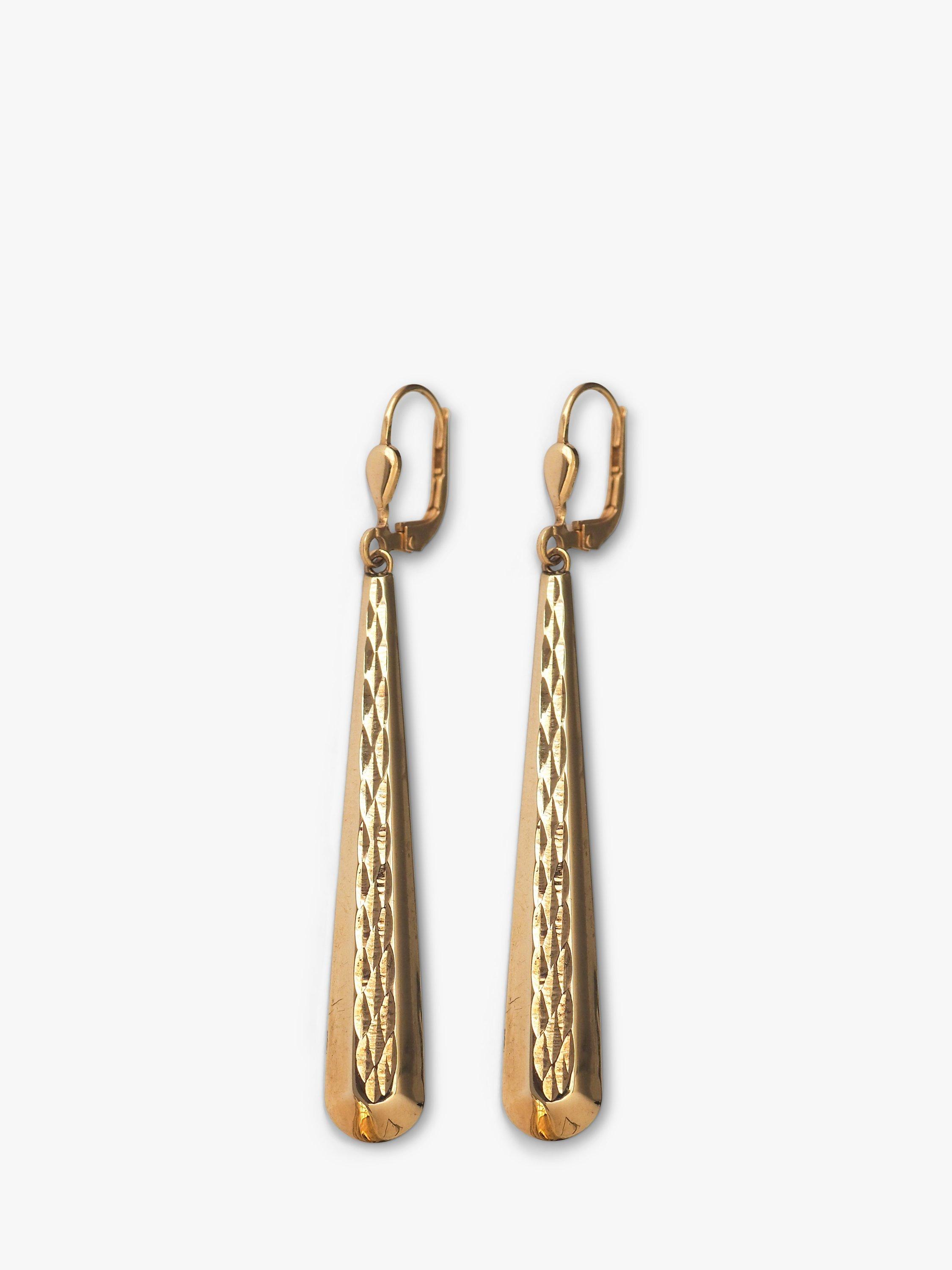 L & T Heirlooms Pre-Loved 9ct Yellow Gold Art Deco Long Drop Earrings