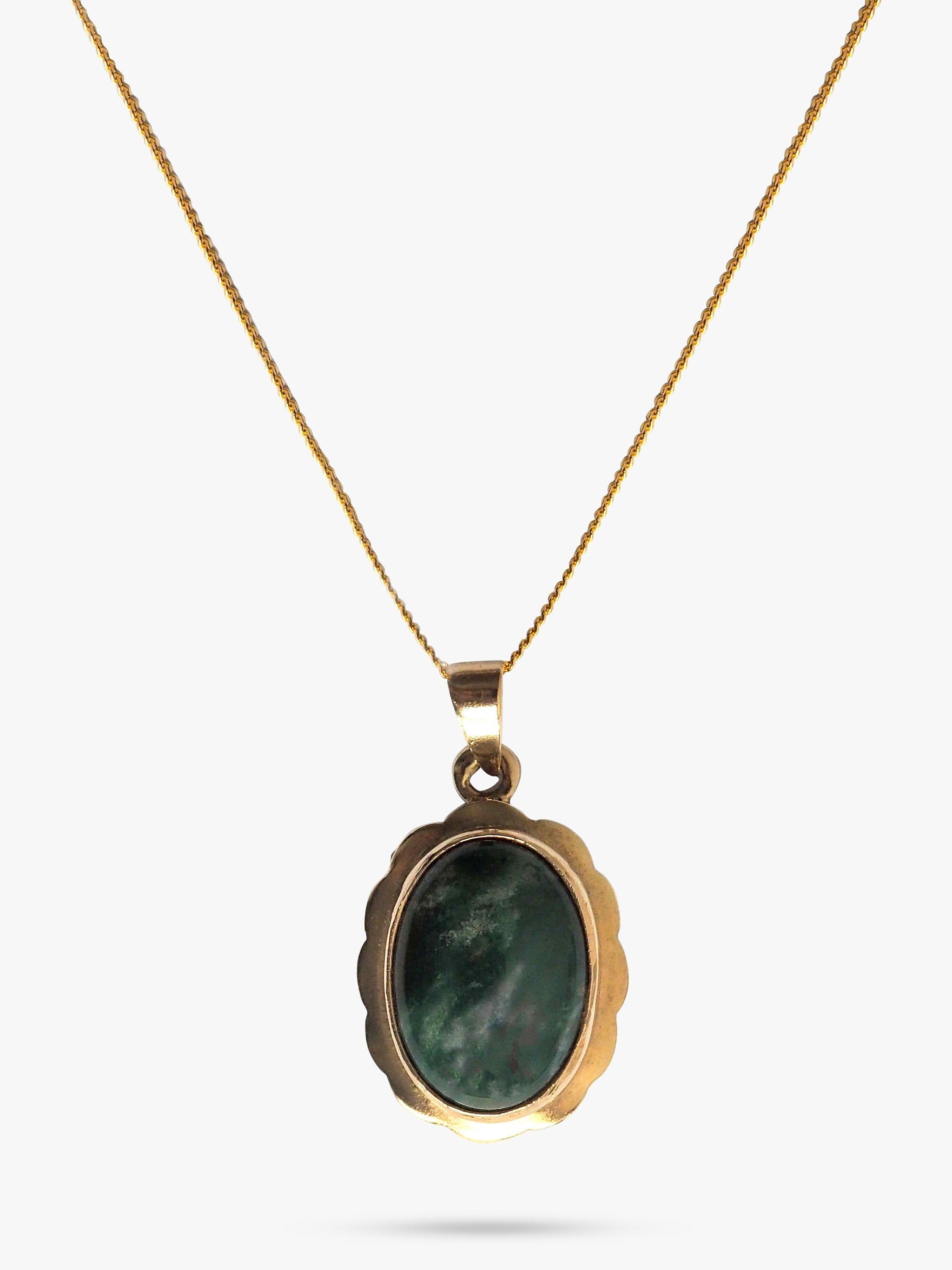 Product image 1 of 1, which shows L & T Heirlooms Pre-Loved 9ct Yellow Gold Aventurine Pendant Necklace, Dated Circa 1994