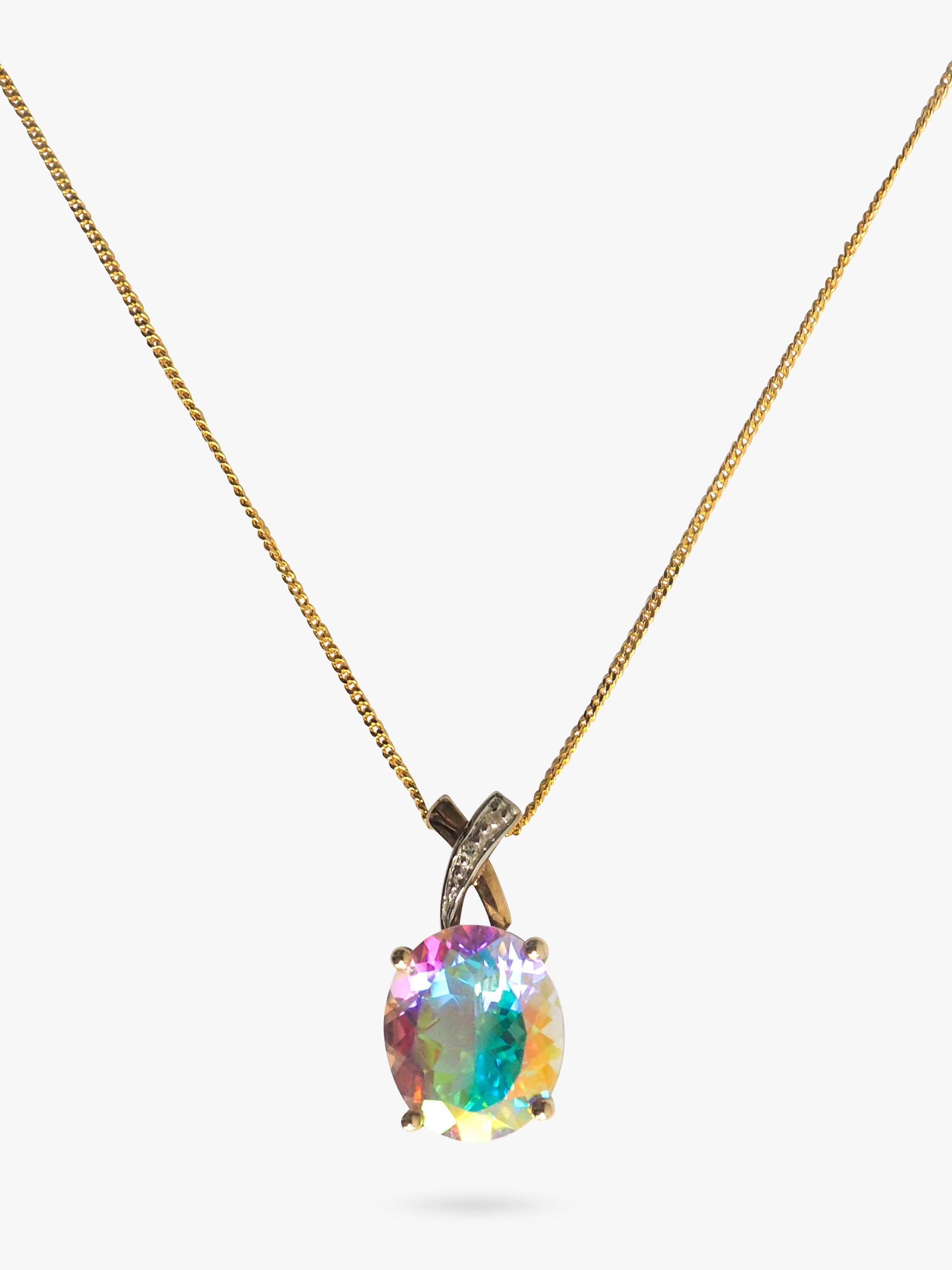 L & T Heirlooms Pre-Loved 9ct Gold Mystic Topaz Pendant Necklace