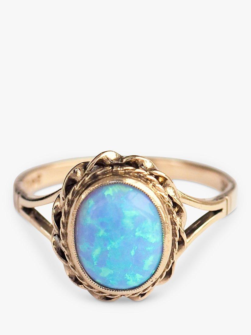 L & T Heirlooms Pre-Loved 9ct Yellow Gold Created Opal Cocktail Ring