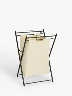 John Lewis Metal Frame Folding Laundry Hamper, Natural, Natural/Black