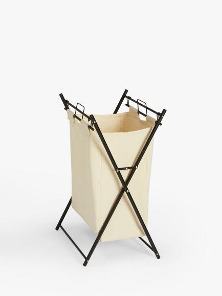 John Lewis Metal Frame Folding Laundry Hamper, Natural - view 2, Natural/Black