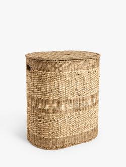 John Lewis Woven Seagrass Oval Laundry Basket, Natural, 