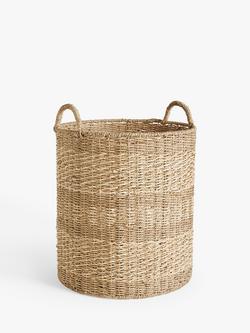 John Lewis Woven Seagrass Round Laundry Basket, Natural, 