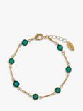 Orelia Emerald & Bar Link Chain Bracelet, Gold/Green