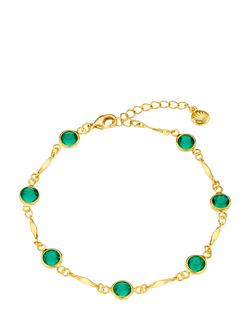 Orelia Emerald & Bar Link Chain Bracelet, Gold/Green, Gold/Green
