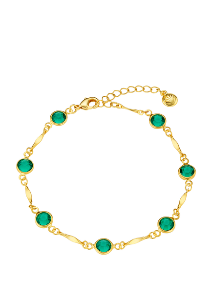 Orelia Emerald & Bar Link Chain Bracelet, Gold/Green, Gold/Green