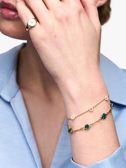 Orelia Emerald & Bar Link Chain Bracelet, Gold/Green - view 2, Gold/Green