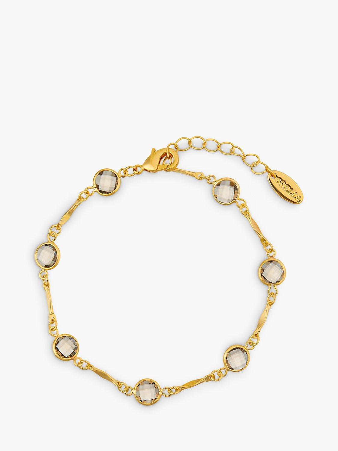 Orelia Crystal & Bar Link Chain Bracelet, Gold/Grey