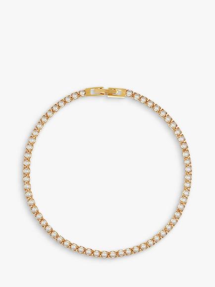 Orelia Pearl Tennis Bracelet, Gold/White, Gold/White