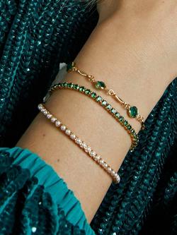 Orelia Pearl Tennis Bracelet, Gold/White - view 2, Gold/White