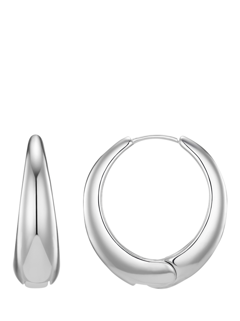 Product image 1 of 2, which shows Orelia Large Tapered Hoop Earrings, Silver