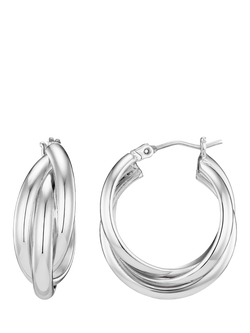Orelia Interlocking Hoop Earrings, Silver, Silver