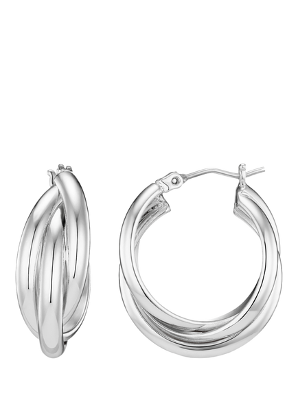 Orelia Interlocking Hoop Earrings, Silver, Silver