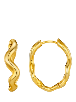 Orelia Abstract Wave Oval Hoop Earrings, Gold, Gold