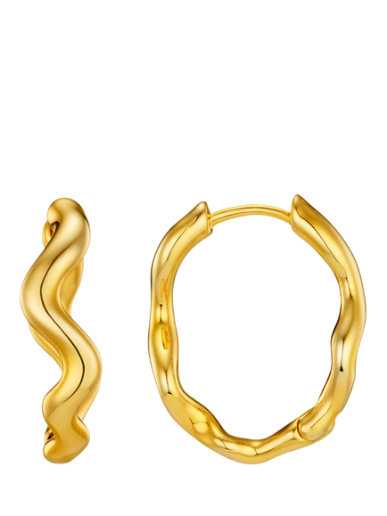 Orelia Abstract Wave Oval Hoop Earrings, Gold, Gold