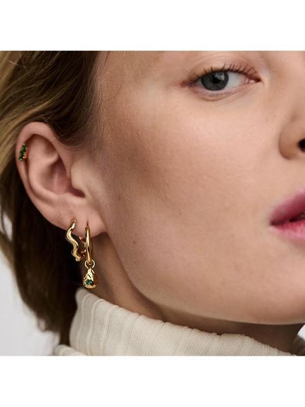 Orelia Abstract Wave Oval Hoop Earrings, Gold - view 2, Gold