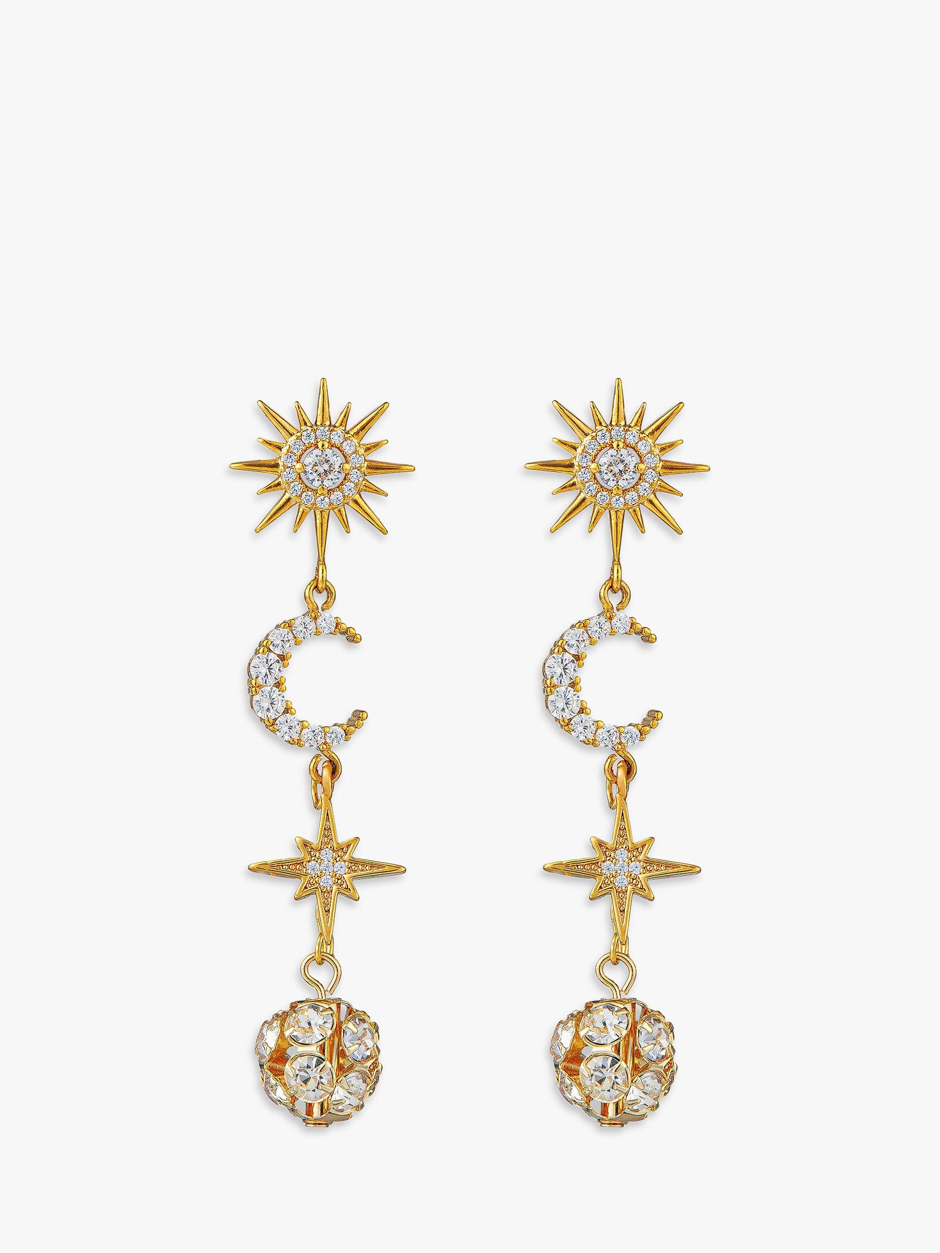 Orelia Earth Moon & Stars Drop Earrings, Gold
