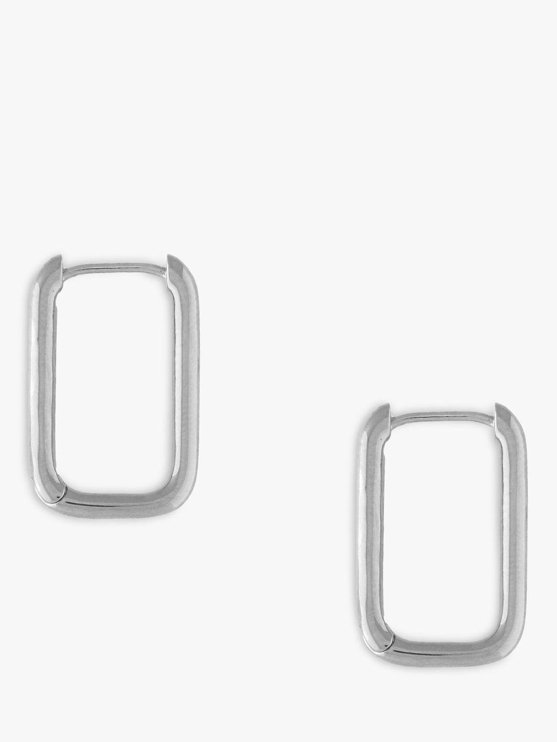 Orelia Clean Squoval Hoop Earrings, Silver