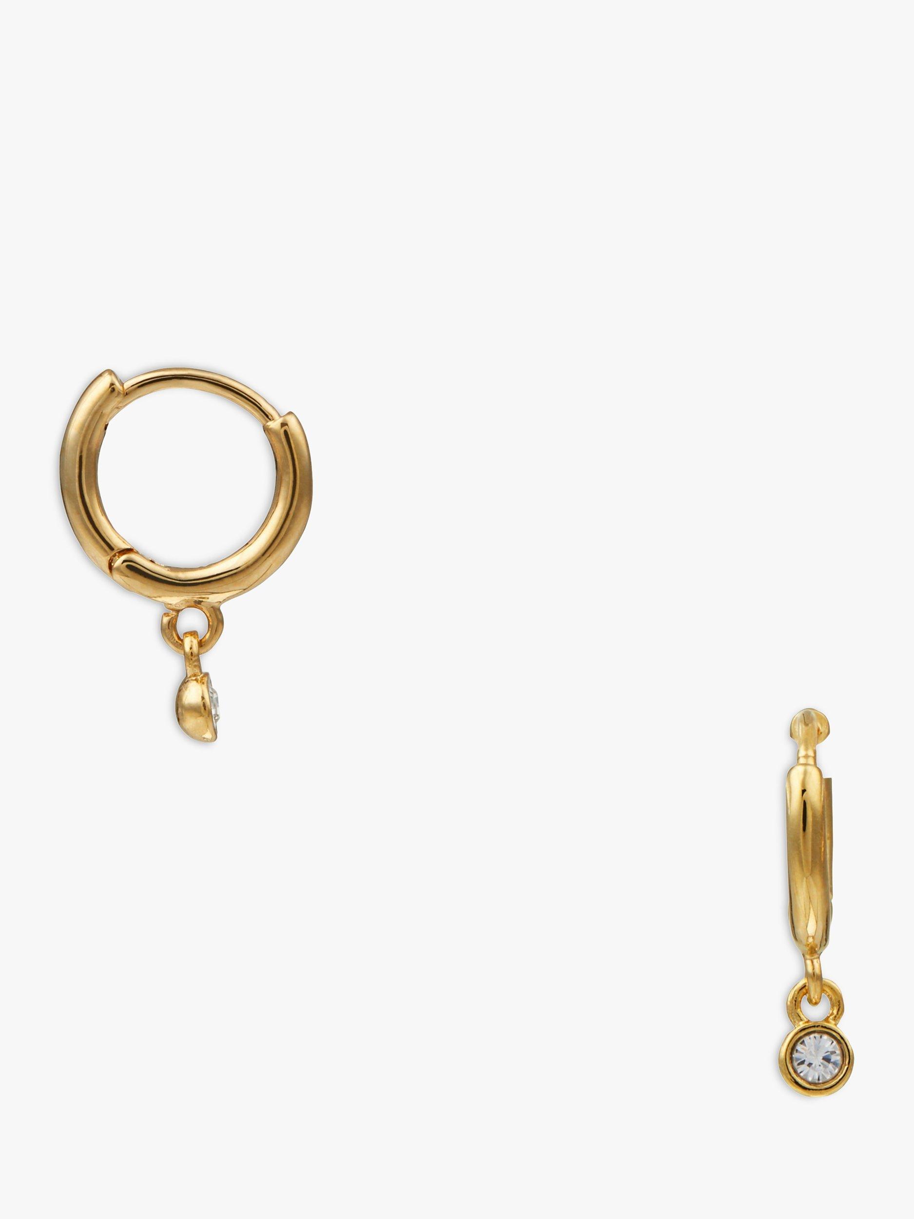 Orelia Mini Crystal Drop Micro Hoop Earrings, Gold/Clear
