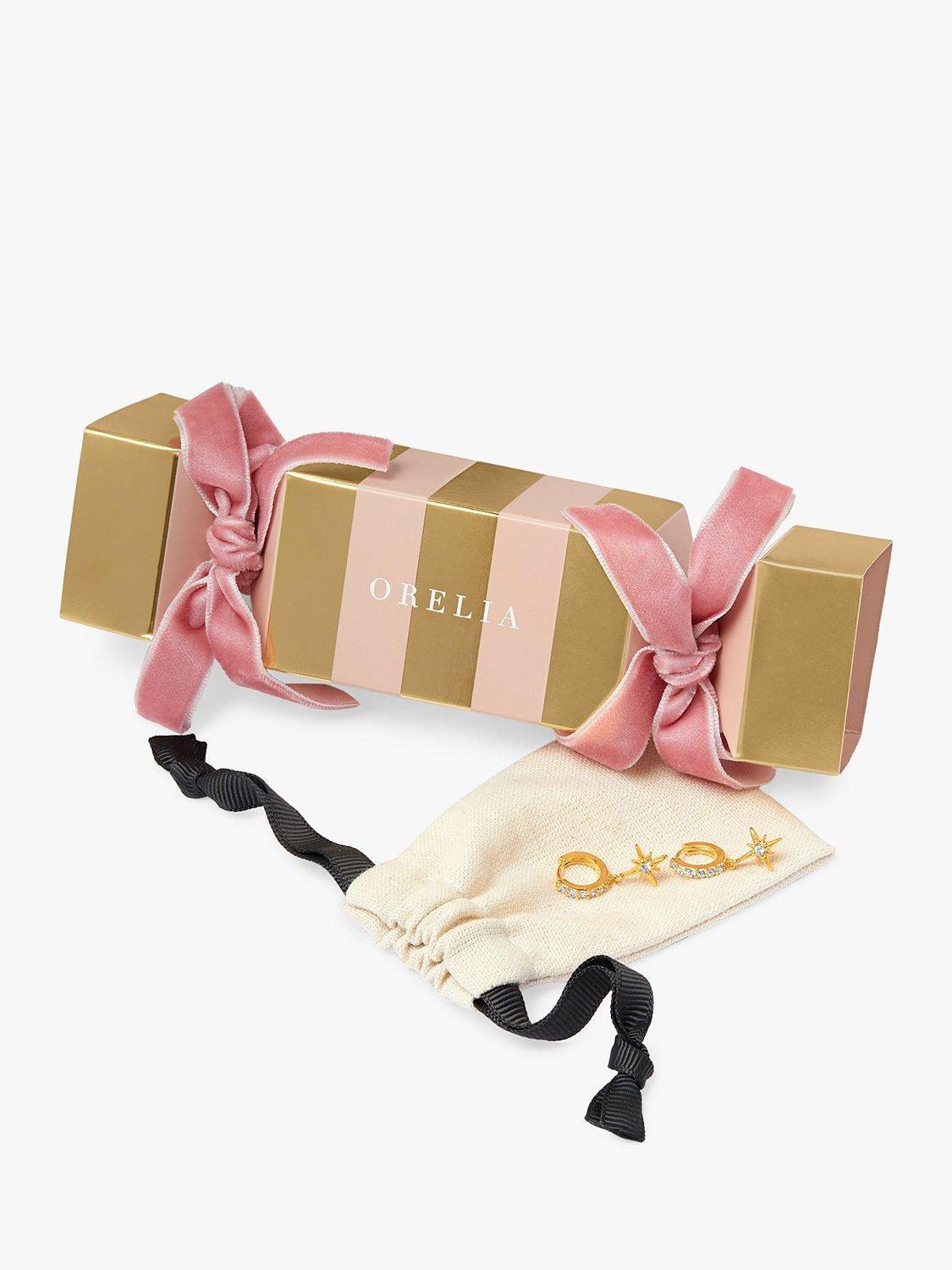 Orelia Stripe Christmas Cracker with Pave Starburst Earrings, Gold