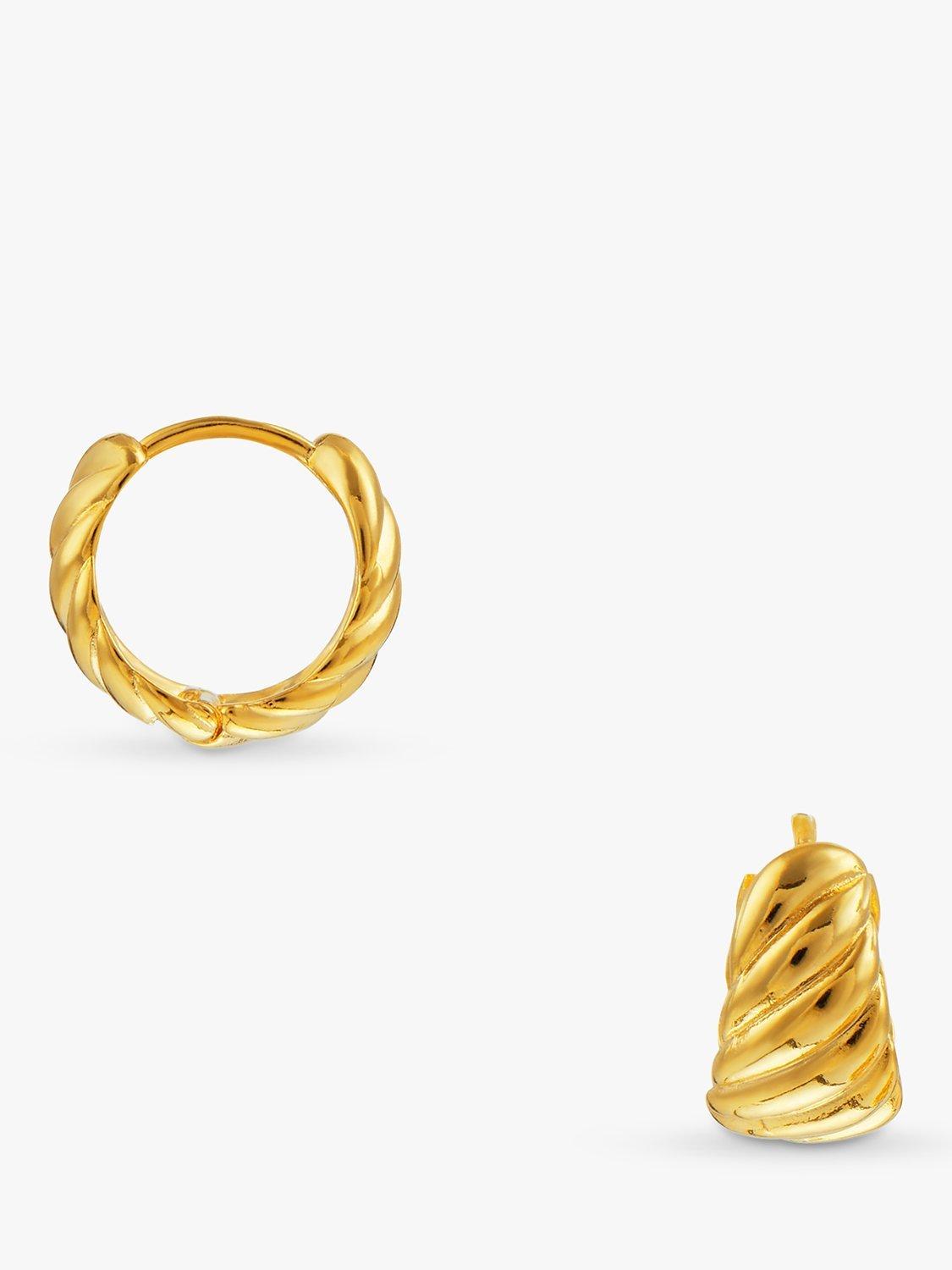 Product image 1 of 2, which shows Orelia Twist Chubby Huggie Hoop Earrings, Gold