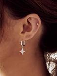 Orelia Starburst Small Hoop Earrings, Silver