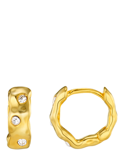 Orelia Molten & Swarovski® Crystals Huggie Hoop Earrings, Gold, Gold