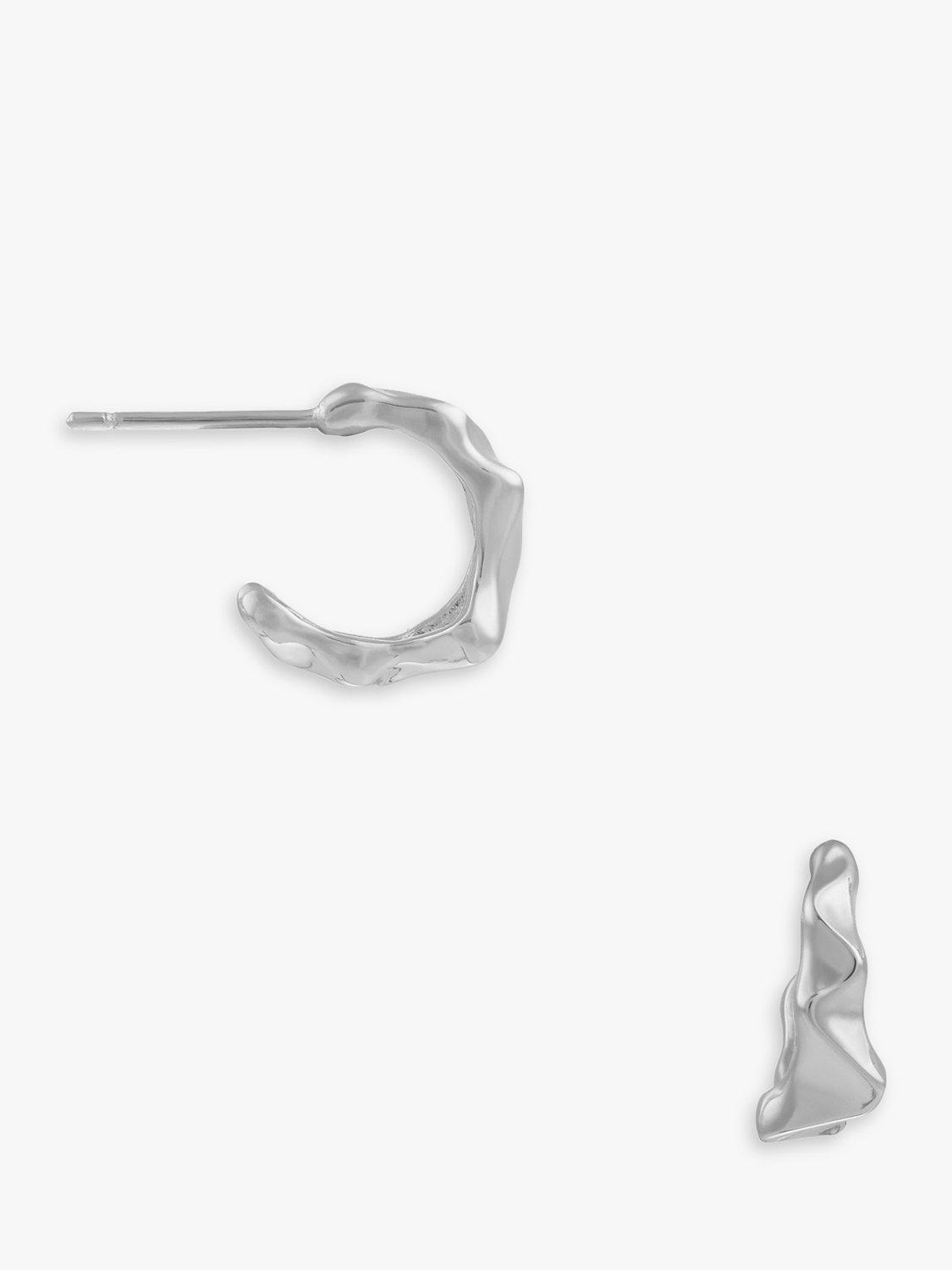 Orelia Geo Angled Hoop Earrings, Silver