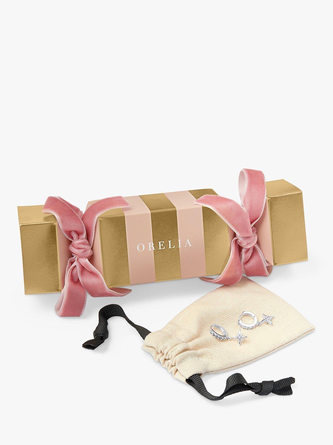 Orelia Stripe Christmas Cracker with Pave Starburst Earrings, Silver