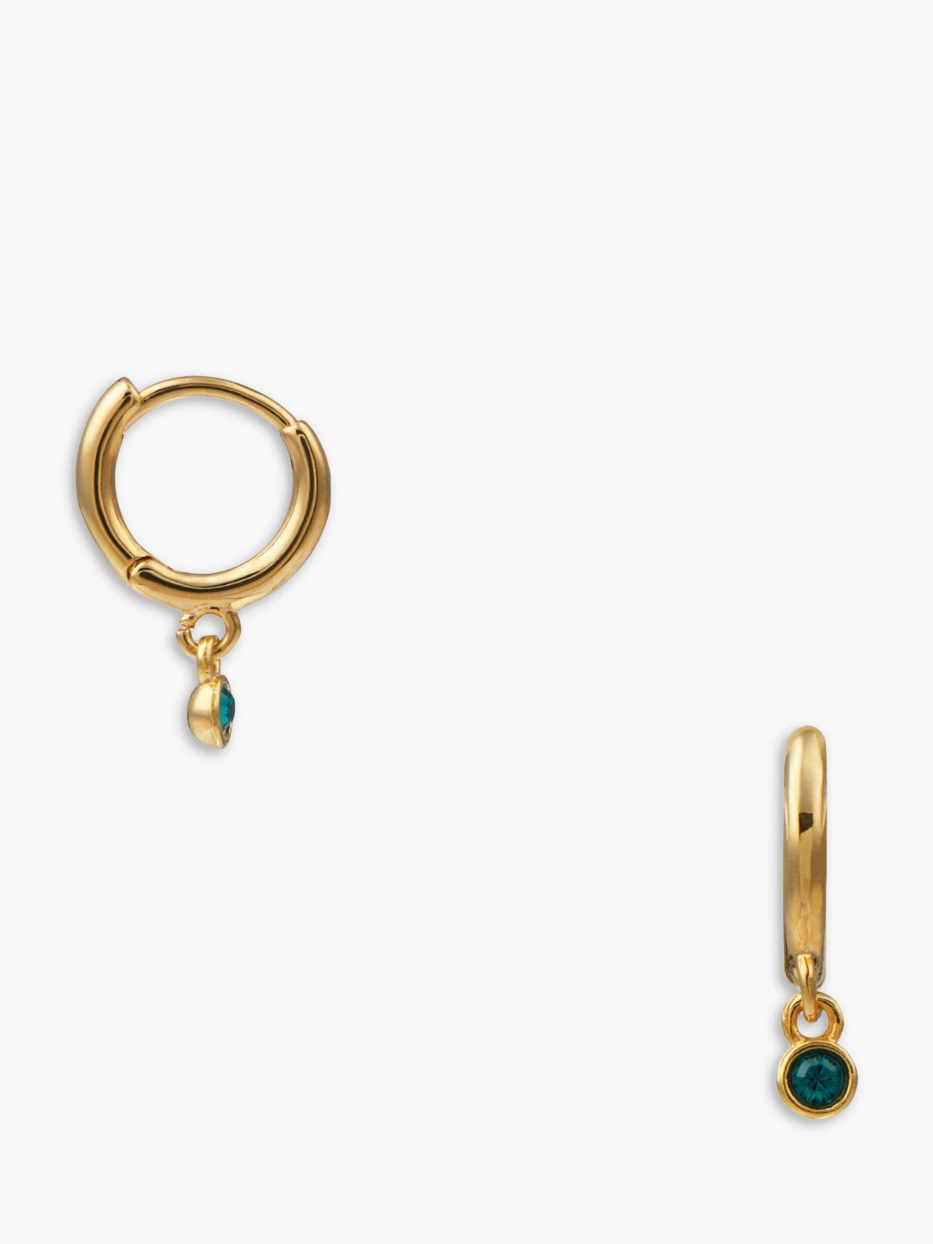 Orelia Mini Crystal Drop Micro Hoop Earrings, Gold/Green
