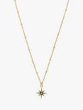 Orelia Emerald Star Charm Necklace, Gold/Green