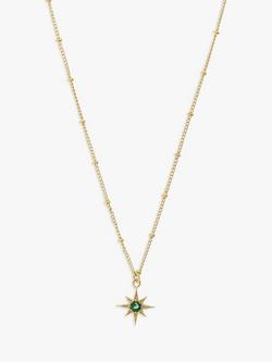 Orelia Emerald Star Charm Necklace, Gold/Green, Gold/Green