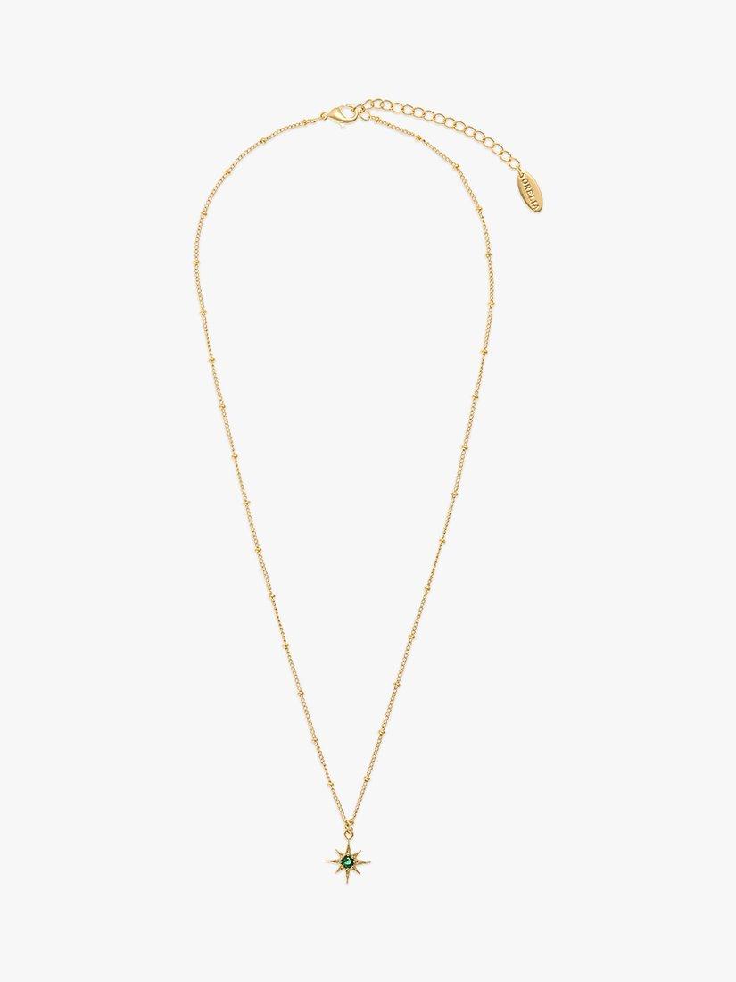 Product image 2 of 3, which shows Orelia Emerald Star Charm Necklace, Gold/Green