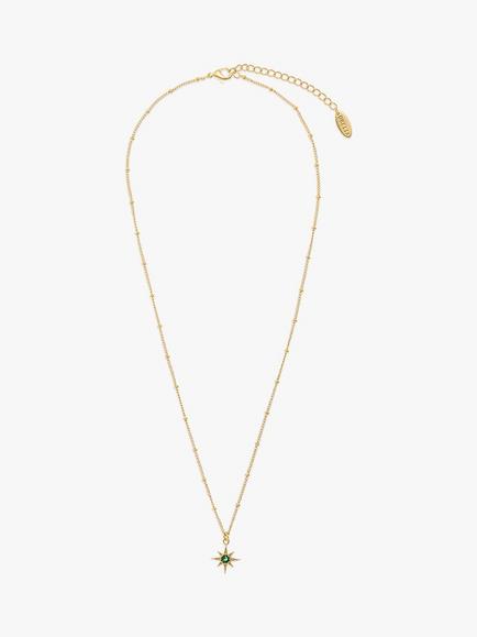 Orelia Emerald Star Charm Necklace, Gold/Green - view 2, Gold/Green