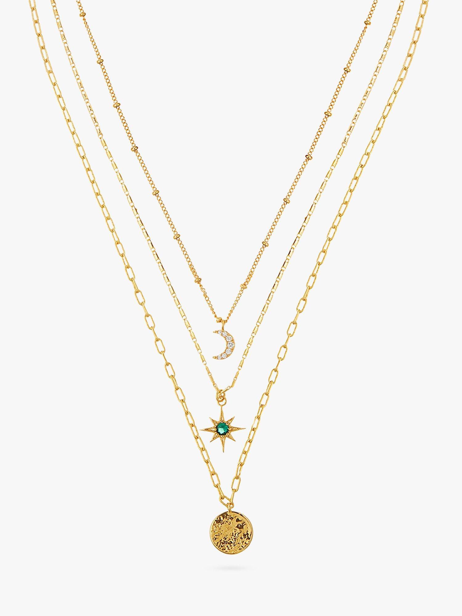 Orelia Celestial Charm Triple Layered Necklace, Gold