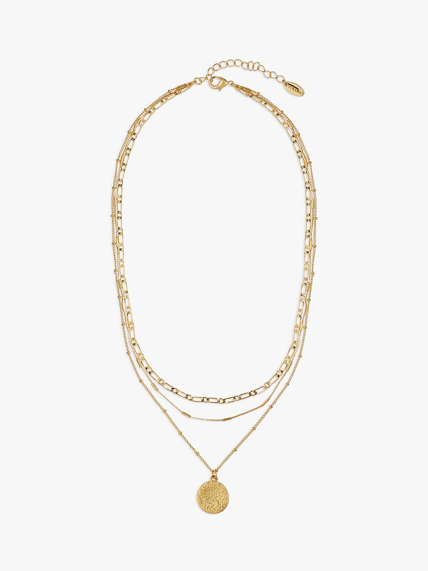 Product image 2 of 3, which shows Orelia Multi Row Coin Necklace, Gold