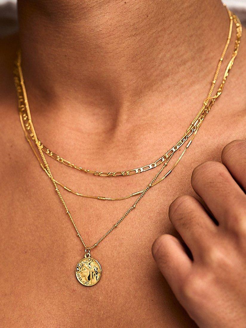 Product image 3 of 3, which shows Orelia Multi Row Coin Necklace, Gold