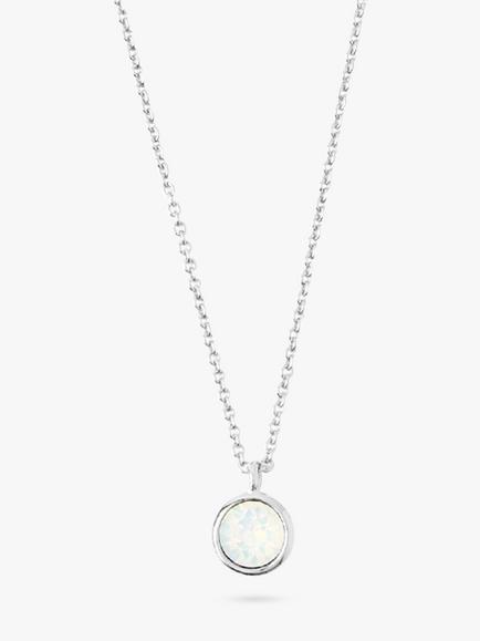 Orelia White Opal Swarovski Crystal Short Ditsy Necklace, Silver, Silver