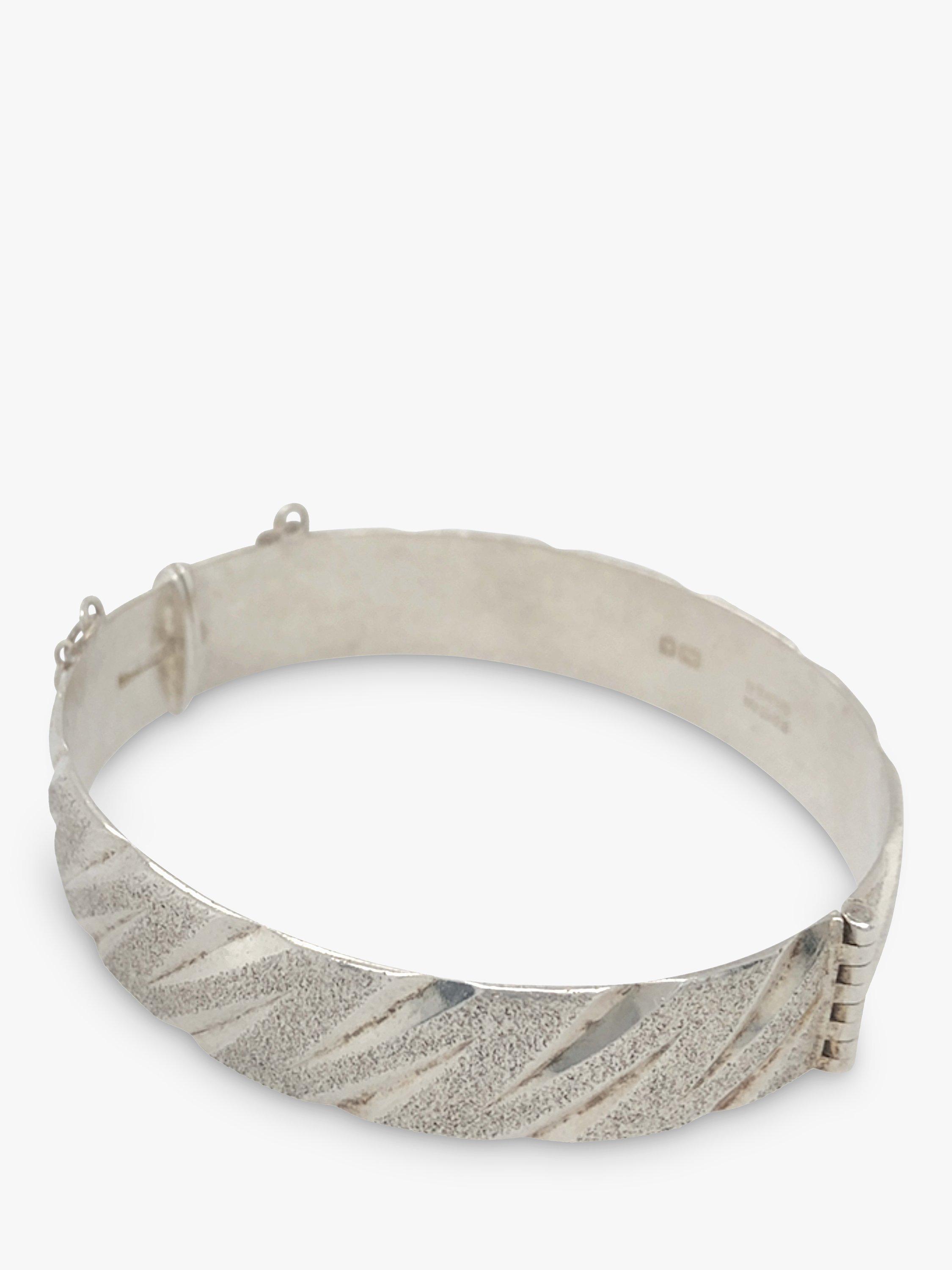 Vintage Fine Jewellery Pre-Loved Silver Diamond Cut Satin Finish Bangle, Dated London 1967