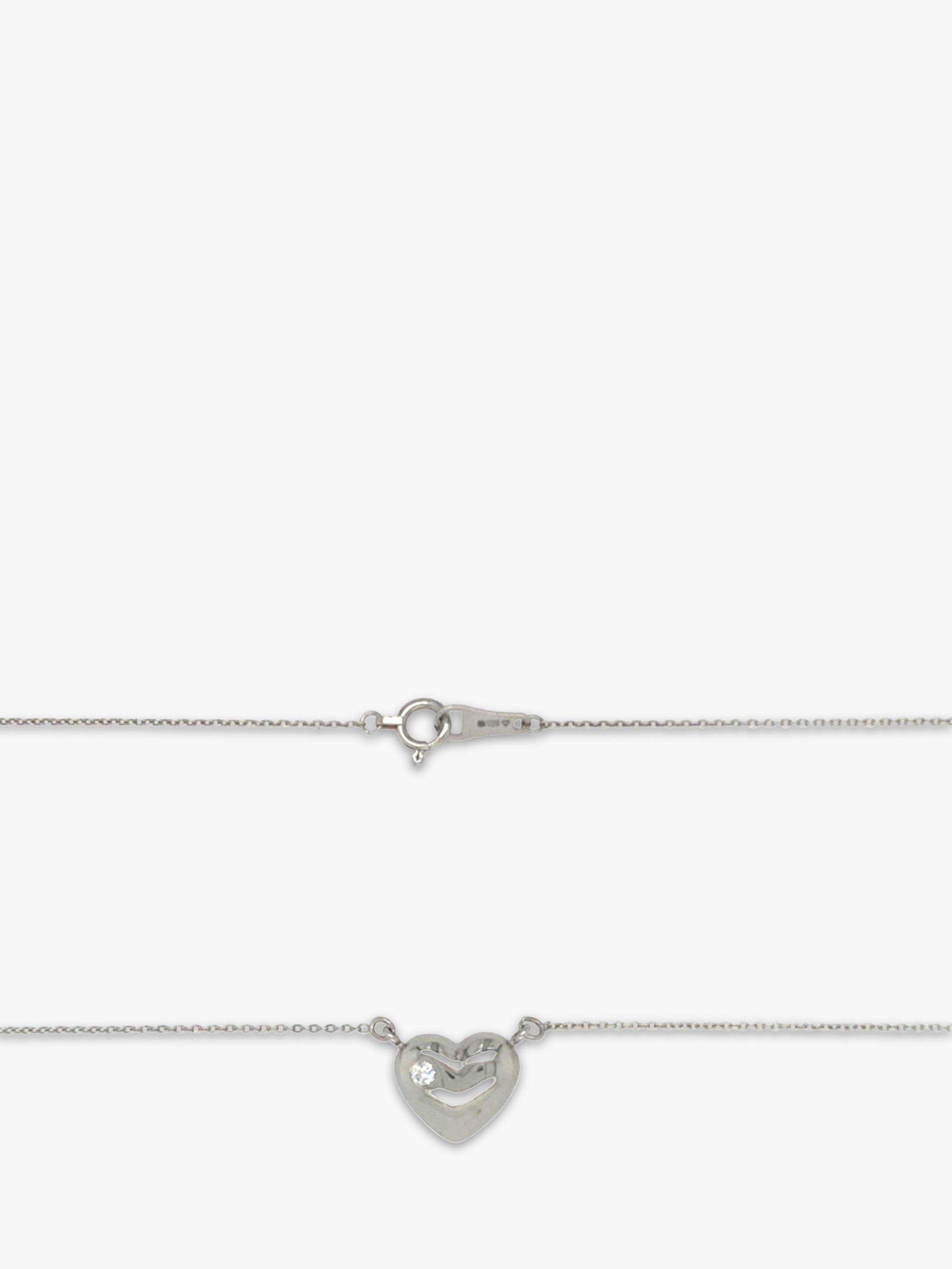 Vintage Fine Jewellery Pre-Loved Platinum Diamond Heart Pendant Necklace, Dated Circa 1980s